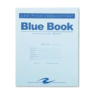  Spring  Exam Blue Book, Margin Rule, 8 1/2 x 7, White, 12 Sheets 