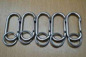 Lot 5 Key chain ring Stainless Steel Carabiner Snap  