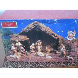  Classic 15 Pc Large NATIVITY SET with 18 x 12 Moss 
