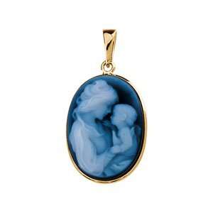    14K White Gold Agate Cameo Pendant  0.9 CleverEve Jewelry