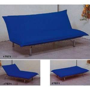  Blue Lounge Sofa Futon with Lay Down Adjustable Back and 