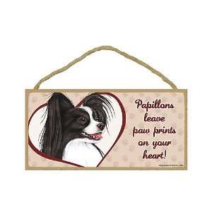  Papillon (Black & white)   leave paw prints on your heart Door Sign 