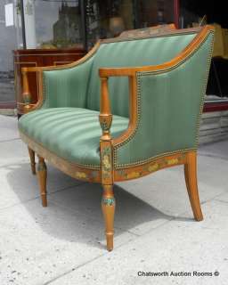 Southwood Satinwood Hand Decorated Adams Style Settee  