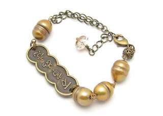 Pearl Bracelet Golden Freshwater Pearl Asian Oriental Chain Chinese 