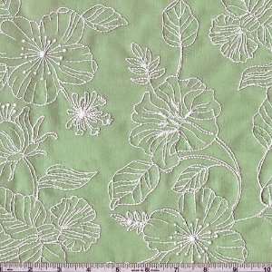  56 Wide Embroidered Voile Sage Green Fabric By The Yard 