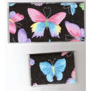   Debit Set Made with Butterfly Black Glitter Fabric 