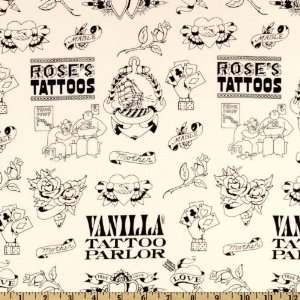  44 Wide Michael Miller Tattoo Parlor Black Fabric By The 