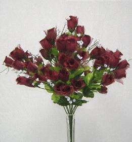   MINI ROSE BUDS WINE BURGUNDY Silk Wedding Bridal Bouquet Craft Flowers