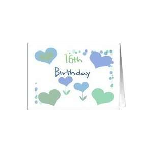  16th Birthday, pastel floral hearts Card Toys & Games