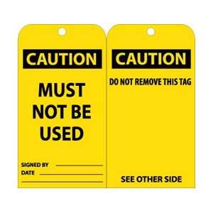 RPT175  Tags, Caution, Must Not Be Used, 6 x 3, Unrippable Vinyl, 25 