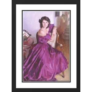   Framed and Double Matted Woman in Purple Dress