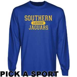 Southern University Jaguars Custom Sport Long Sleeve T shirt   Royal 