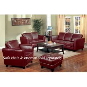  2pc Sofa & Loveseat Set Contemporary Red Bycast Leather 
