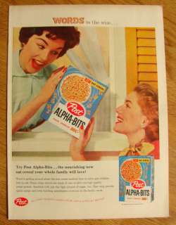 1958 Post Cereal Ad Alpha Bits Word to the Wise  