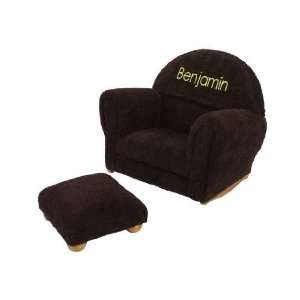 Personalized Chocolate Chenille Rckr & Ottoman   Embroidery 
