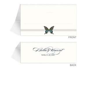  240 Personalized Place Cards   Butterfly Taupe Aqua 