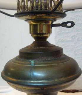 ANTIQUE 1840s CORNELIUS BRASS COLUMN SOLAR LAMP W SHADE  