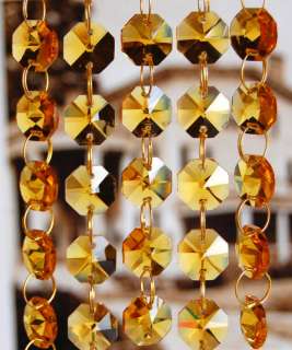   of Amber Lead Glass Crystal Octagon Chandelier Prisms Chains  