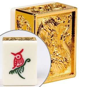  Chinese Mahjong Set Five Layer Case Gold Dragon Toys 
