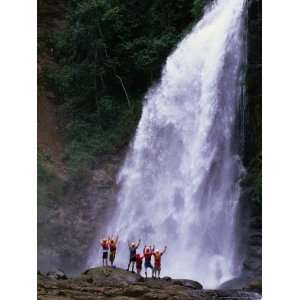  Tourists at Waterfall at Chiriqui Viejo River, Panama 