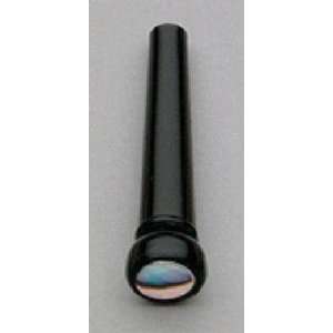  6 Black Plastic Bridge Pins w/Large (5mm) Abalone Dot 