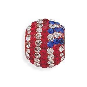   Silver American Flag Crystal Bead West Coast Jewelry Jewelry