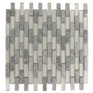   Brick Green Quartz Slate & White Gold Glass Tiles 1/2X2 Sample Home