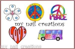 MIX PEACE HIPPY LOT•NAIL ART DECALS•KIDS,TOE OR ADULT  