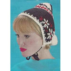  Vintage Crochet PATTERN to make   Warm Flower Snow Hat Cap 