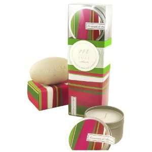   Stripes Mluxe Soap Candle, Acetate Box With Band & Ribbon Beauty