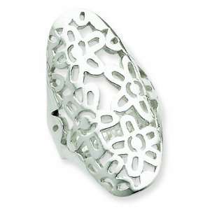  Sterling Silver Flower Cut Out Full Finger Ring, Size 6 Jewelry