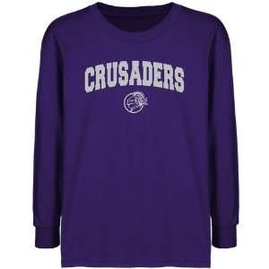   Holy Cross Crusaders Youth Purple Logo Arch T shirt  Sports