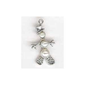  Silverflake  Pearl Snowman Charms  Snowman on Snowshoes Jewelry
