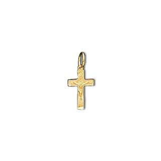  New Solid 14K Yellow Gold Cross Crucifix Charm Pendant. Light small 