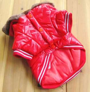 Bright Dog Warm Winter Jacket Trench Coat Apparel Red  