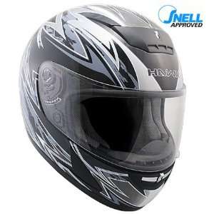 HAWK Snell/DOT Approved Black with Silver Full Face Motorcycle Helmet
