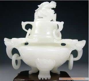 Chinese Shoushan stone statue   White jade incense burner  