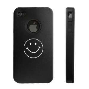  Apple iPhone 4 4S 4G Black Aluminum & Silicone Case Smiley 