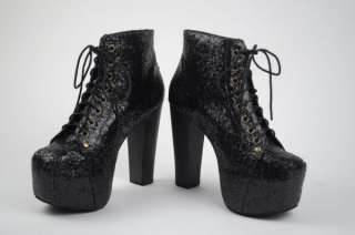 JEFFREY CAMPBELL New BLACK GLITTER LITA Boots Shoes, 9  