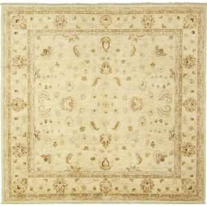 Ivory Hand Knotted Wool Ziegler Square Rug 