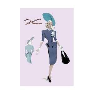  Classy Suit Dress with Hat and Bag 12x18 Giclee on canvas 