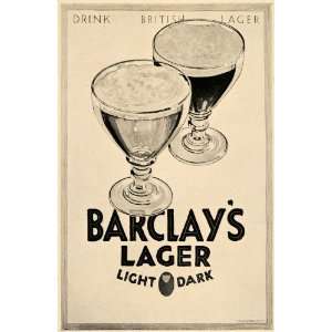  1926 Barclays Lager Light Dark Beer F C Harrison Print 