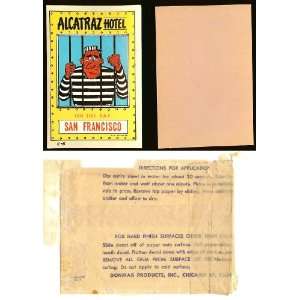 Alcatraz Hotel 1951 Donmar Vintage Sticker Clean 
