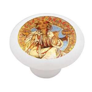  Slavia by Mucha Decorative High Gloss Ceramic Drawer Knob 