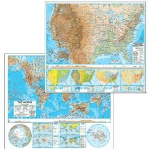  Map 762544201 US & World Advanced Physical Classroom Wall Map 