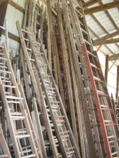 13 tall Primitive Rustic Antique Wood 13 Rung Ladder  