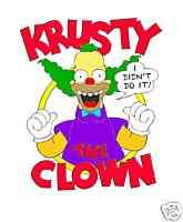 Simpsons Krusty the Clown T Shirt Iron on Transfer 5x7  