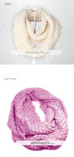 H62013 Womens Circle Ring Cotton Blends Acrylic Crochet Scarf Winter 
