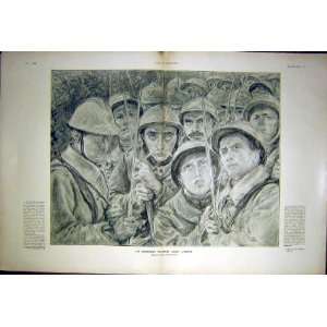  Sketch Renouard Troops Faces Men French Print 1917