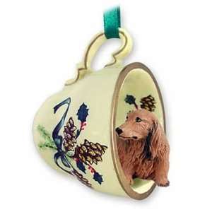  Longhaired Red Doxie Teacup Christmas Ornament